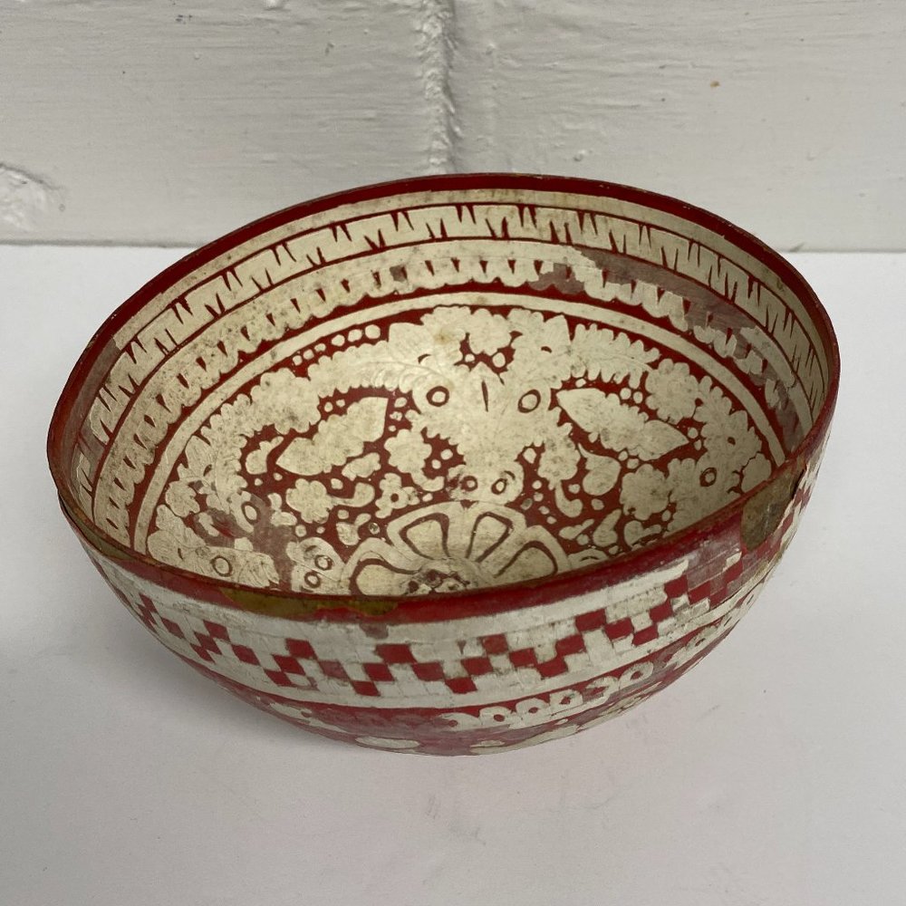 Vintage Painted Gourd Bowl
